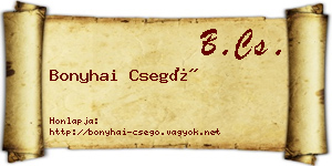 Bonyhai Csegő névjegykártya